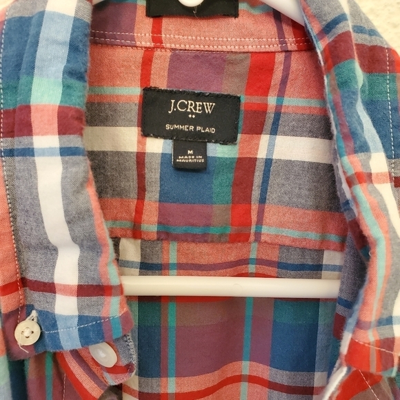 J Crew Medium 100% Cotton Red Plaid Men's Shirts - Picture 6 of 10